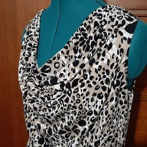 Calvin Klein Animal Print Top in Black and Tan